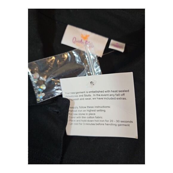 Quacker Factory Black Rhinestone Western Denim Style Vest Lg - Picture 6 of 8